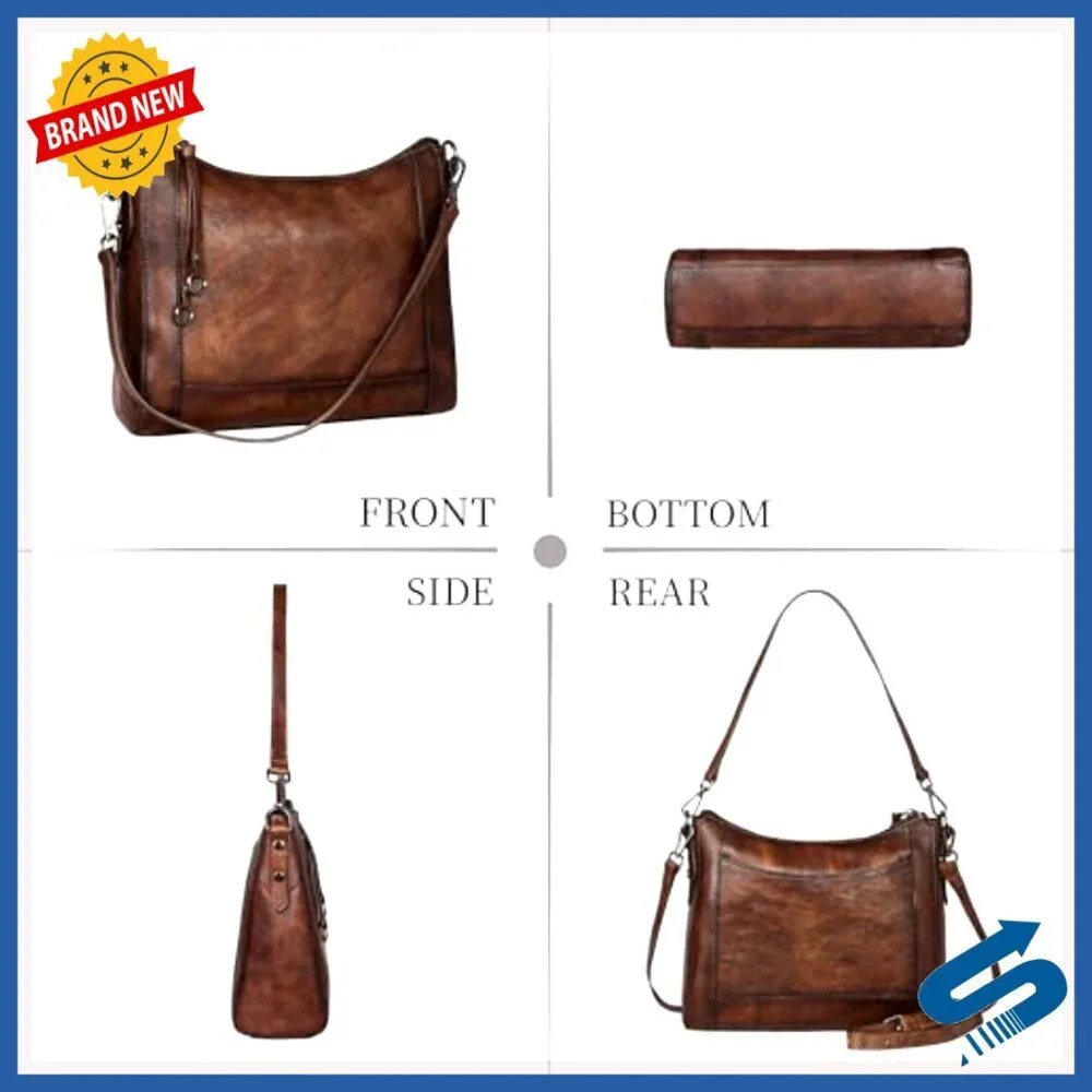 Medium Genuine Leather Hobo Satchel Crossbody Shoulder Bag Adjustable Straps